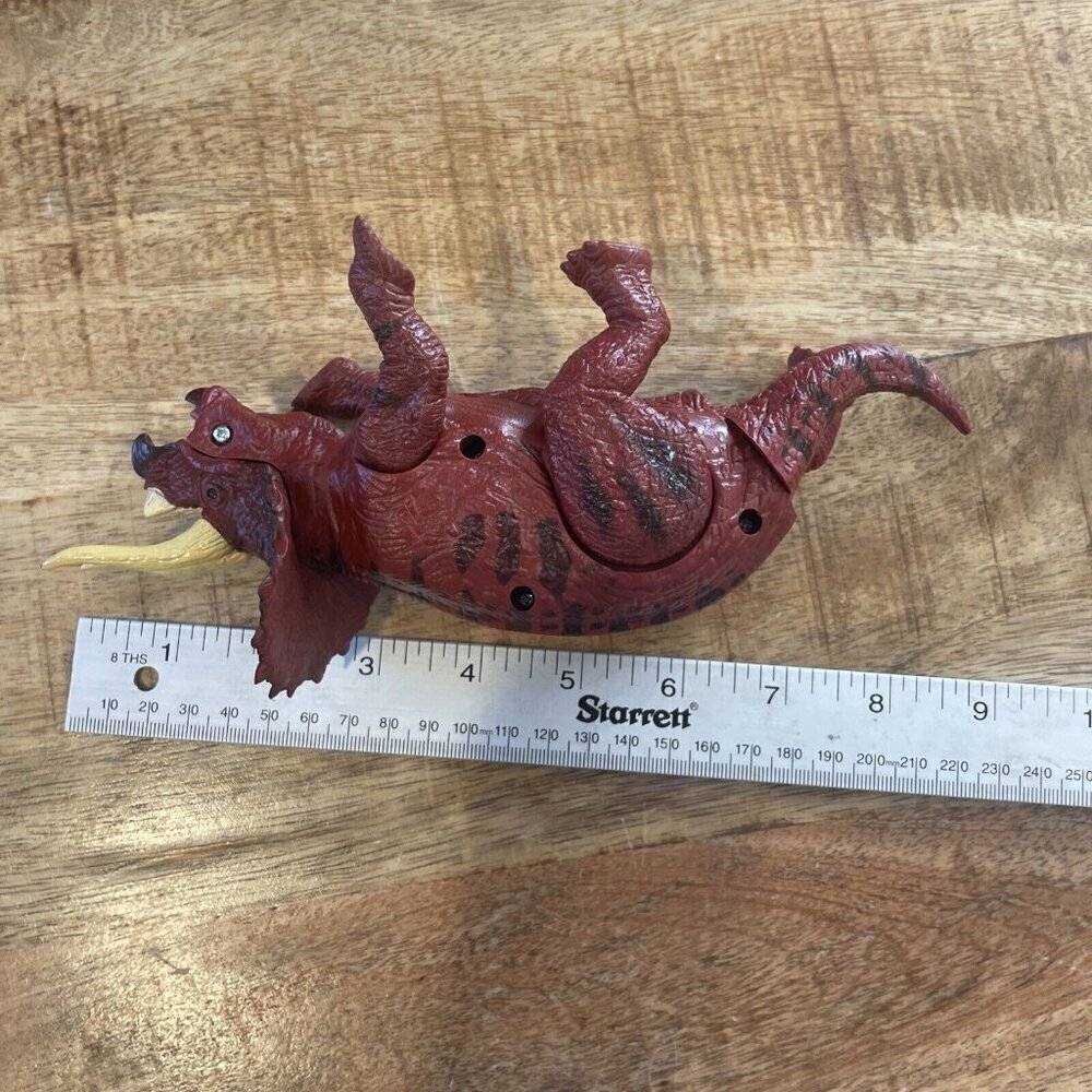 Triceratops Roar And Bite Figure light Up Eyes PVC Toy Dino Red Plastic 9” - Picture 8 of 9